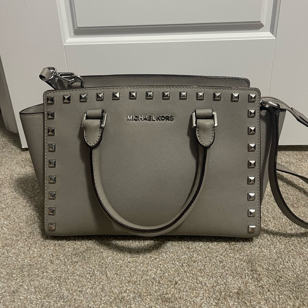 Grey Studded Michael Kors Bag